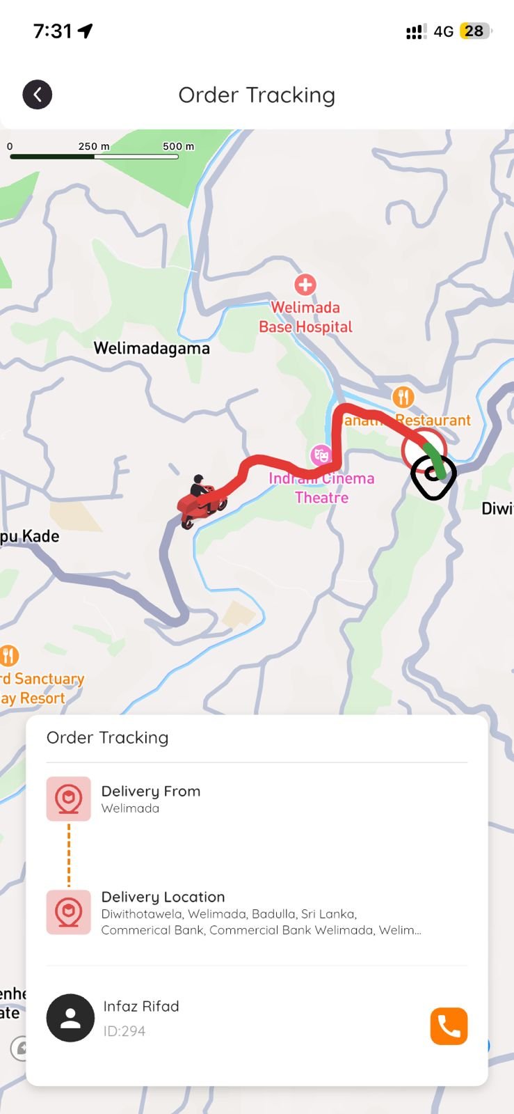 Live delivery tracking map